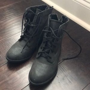 Vintage charcoal black zip boots